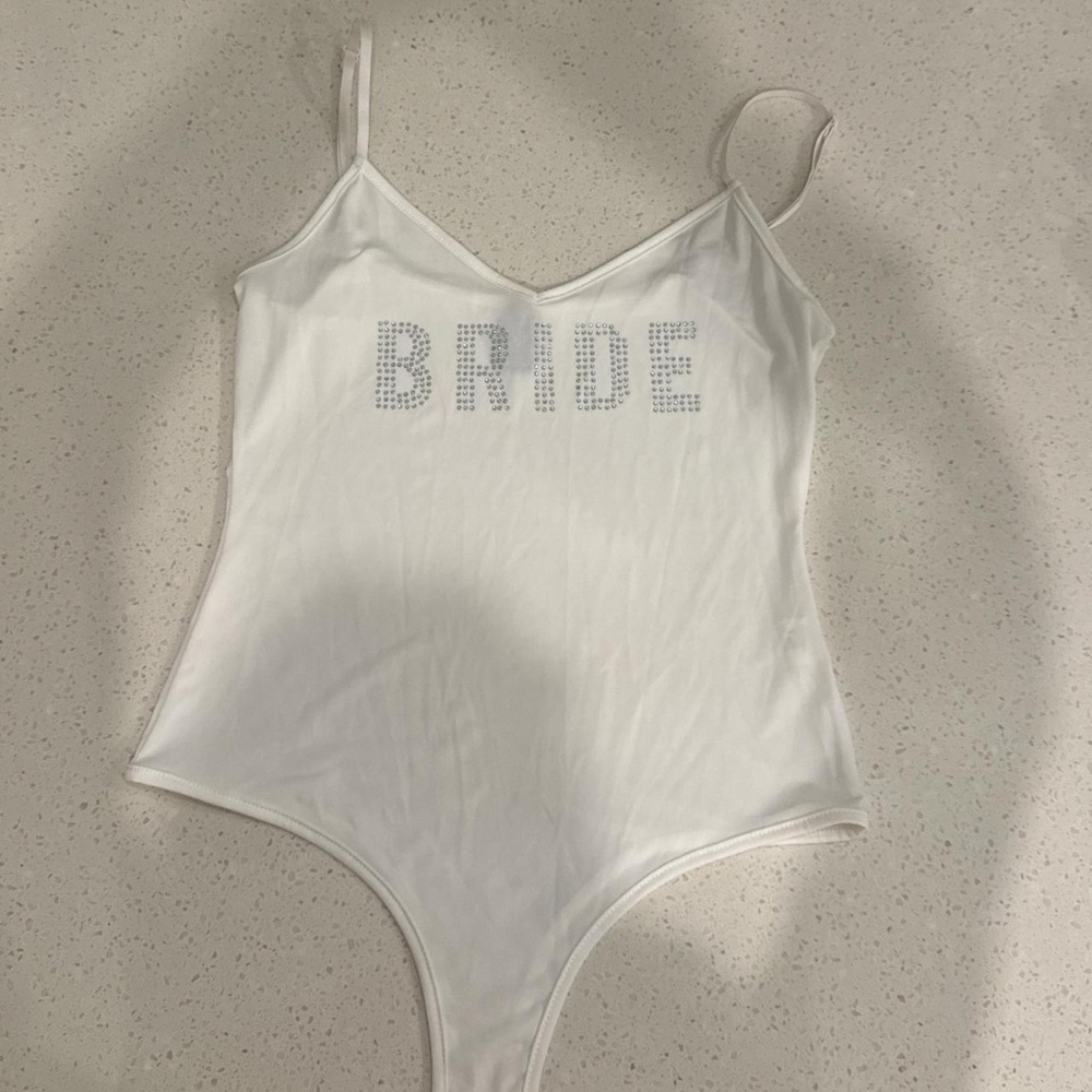 "BRIDE" white bodysuit